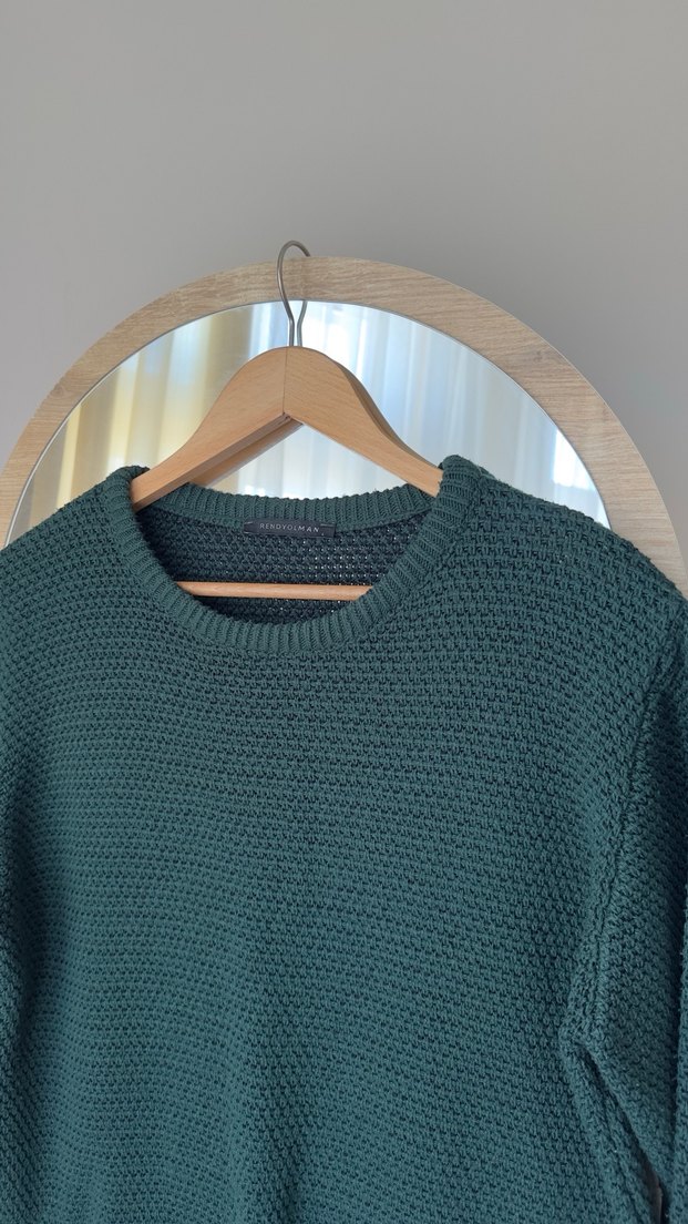 Yeşil Örgü erkek Kazak - Görsel 2