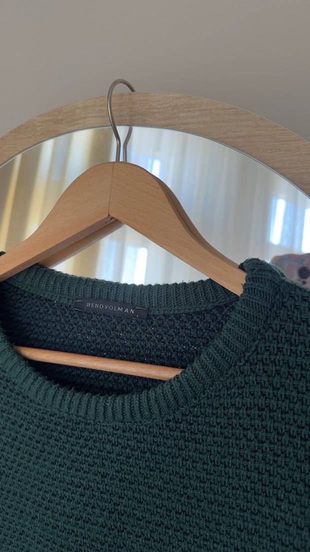 Yeşil Örgü erkek Kazak - Görsel 3