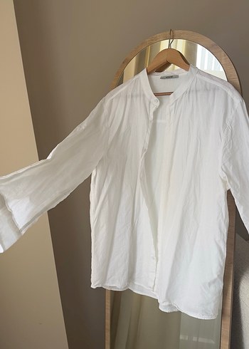 Beyaz Keten Gömlek sadece denendi - Görsel 3