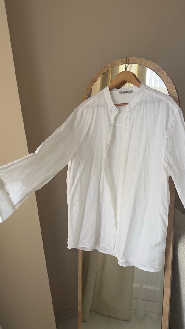 Beyaz Keten Gömlek sadece denendi - Görsel 3