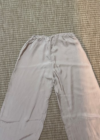 Bej  Rahat Kesim tensel saten kumaş Kadın Pantolon - Görsel 2