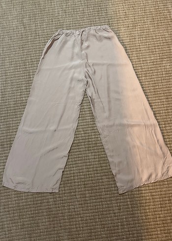 Bej  Rahat Kesim tensel saten kumaş Kadın Pantolon - Görsel 3