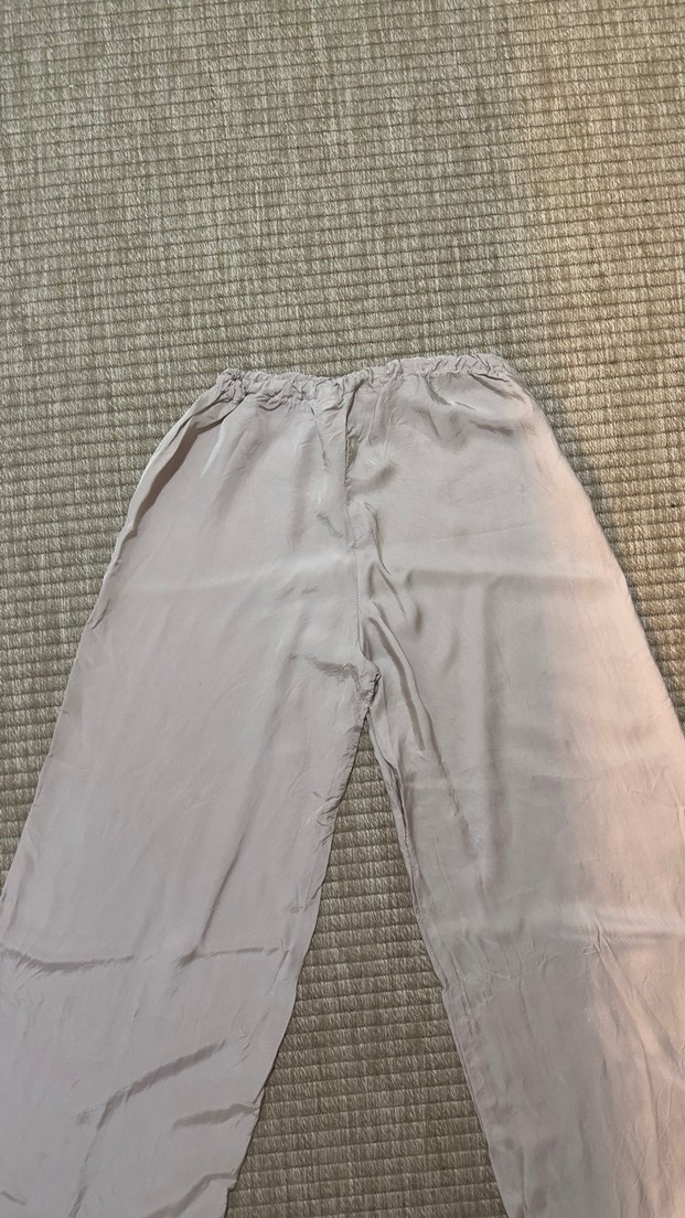 Bej  Rahat Kesim tensel saten kumaş Kadın Pantolon - Görsel 2
