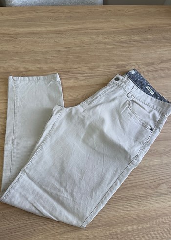 Bej Düğmeli Erkek Pamuk Pantolon - Görsel 2