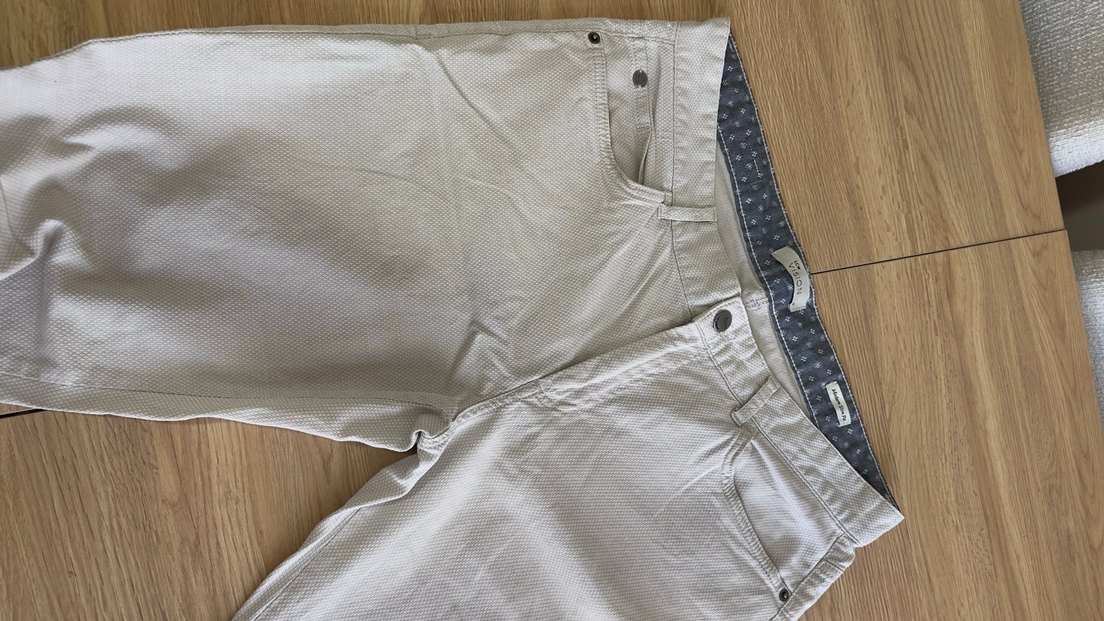 Bej Düğmeli Erkek Pamuk Pantolon - Görsel 3