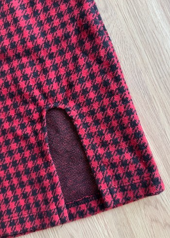 Diğer Bordo Ekoseli Mini Etek