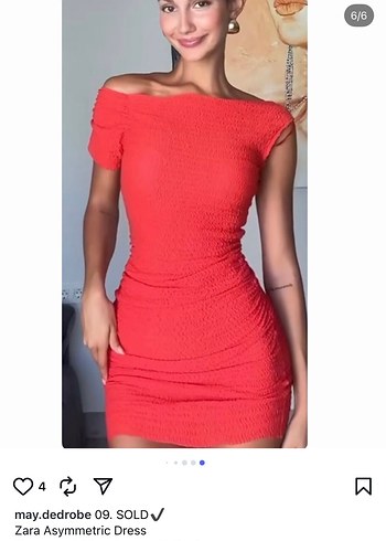 l Beden Zara Kırmızı Asimetrik Mini Elbise