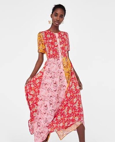 Zara çiçek desenli elbise
