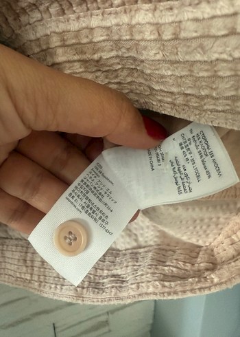 xl Beden ten rengi Renk Bej Kadife Düğmeli Uzun Kollu Salaş Gömlek