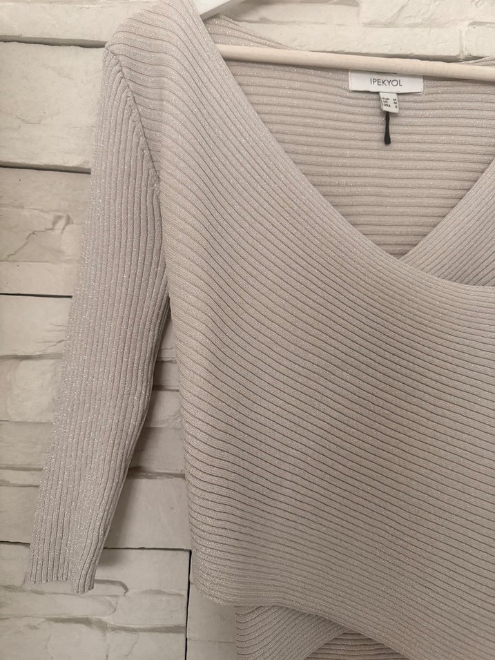 İpekyol kruvaze Gri simli Triko Kadın Kazak - Görsel 3