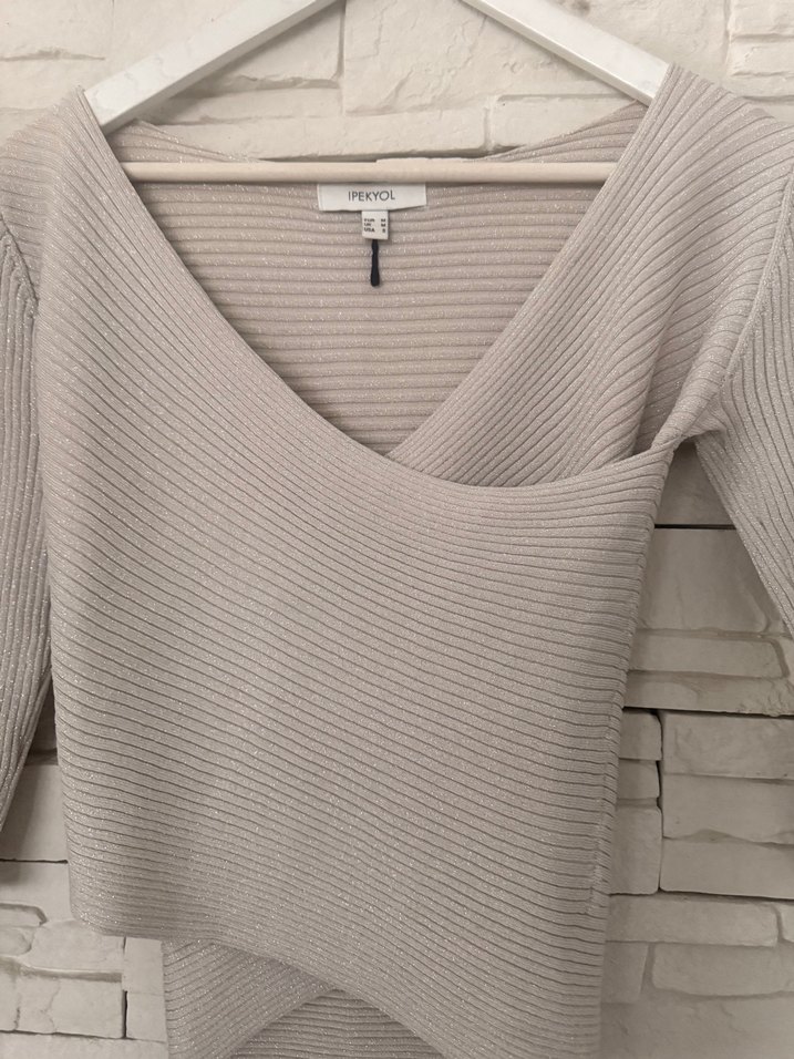 İpekyol kruvaze Gri simli Triko Kadın Kazak - Görsel 4