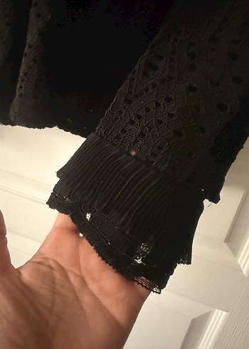 İpekyol Siyah Dantel İşlemeli Uzun Kollu Bluz - Görsel 7