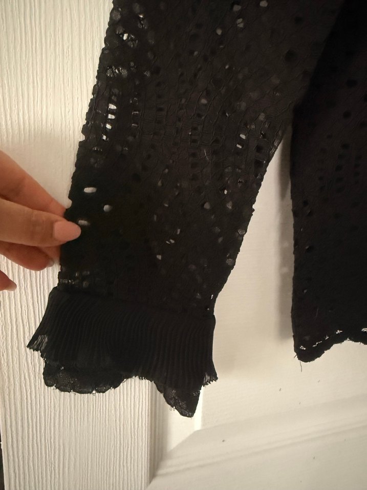 İpekyol Siyah Dantel İşlemeli Uzun Kollu Bluz - Görsel 3