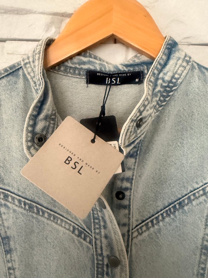 Kemerli Mavi Denim kısa Elbise - Görsel 4