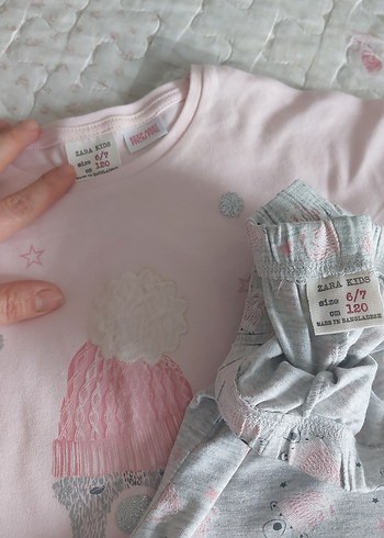 Kız Çocuk Pembe Pamuklu Uzun Kollu Pijama Takımı - Görsel 4