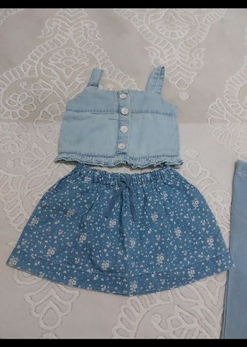 Kız Çocuk Mavi Dantelli Denim Pantolon - Görsel 2