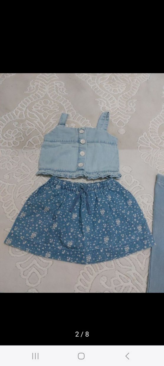 Kız Çocuk Mavi Dantelli Denim Pantolon - Görsel 2