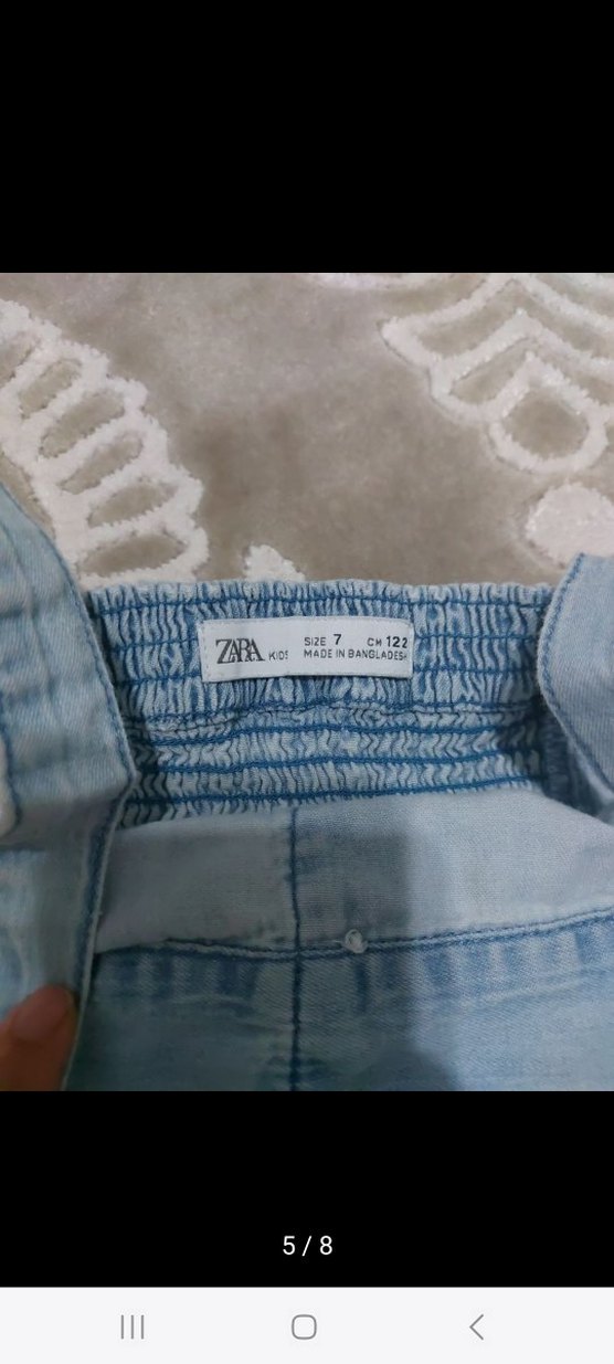 Kız Çocuk Mavi Dantelli Denim Pantolon - Görsel 5