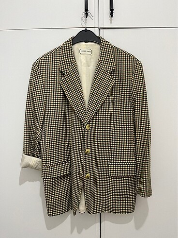 Yünlü, vintage , kazayağı desenli blazer ceket