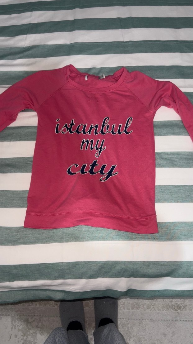 Kız Çocuk Uzun Kollu Pembe Baskılı Tişört - Görsel 2