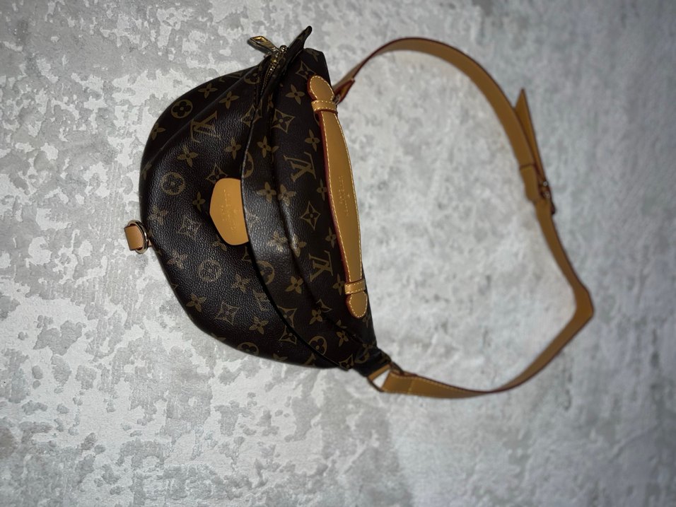 Kahverengi Deri Desenli Kadın Bel Çantası - Görsel 2