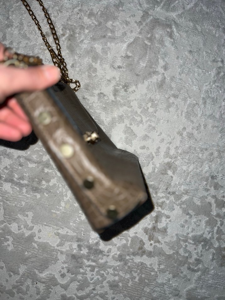 Kahverengi Deri Yılan Desenli Zincir Detaylı Çanta - Görsel 2