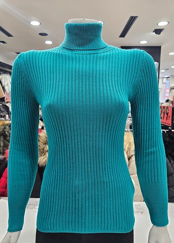 Mavi Balıkçı Yaka Kadın Triko Kazak - Görsel 6