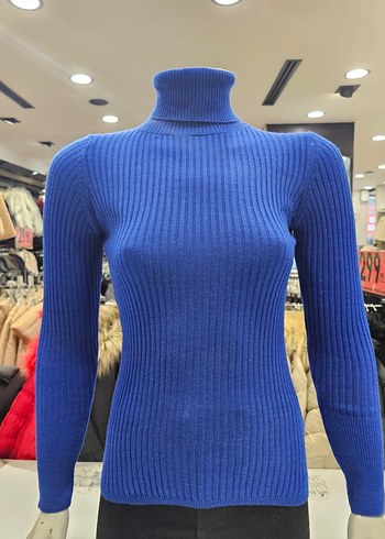 Mavi Balıkçı Yaka Kadın Triko Kazak - Görsel 2