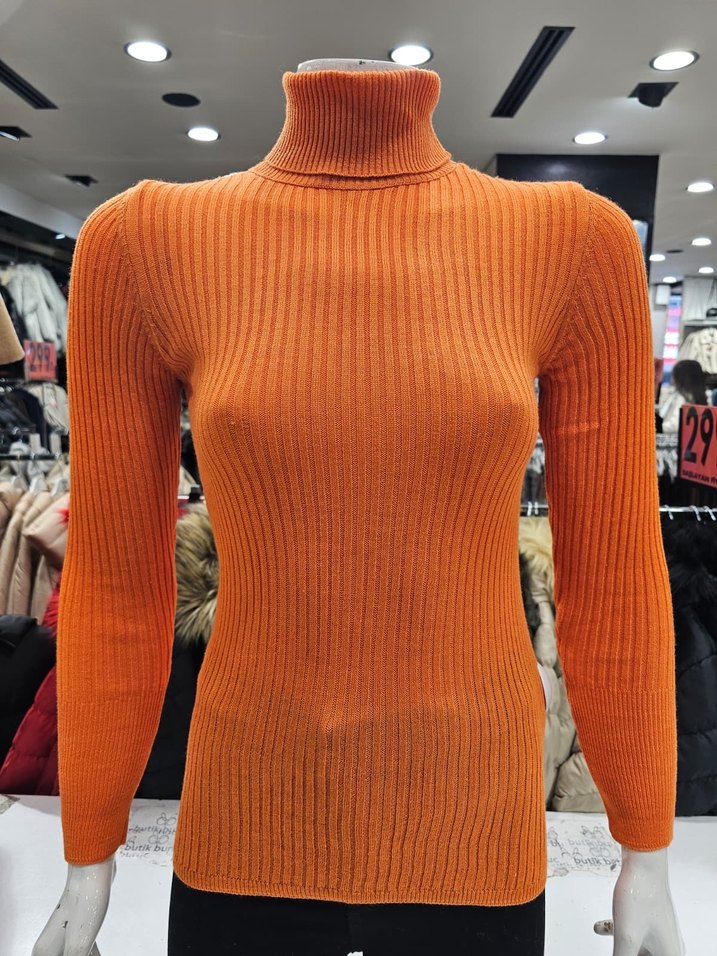 Mavi Balıkçı Yaka Kadın Triko Kazak - Görsel 4