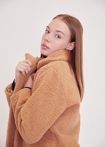 Bej Peluş Midi Kaban - Görsel 2