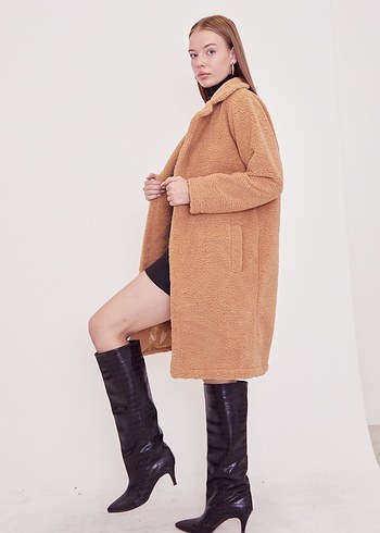 Bej Peluş Midi Kaban - Görsel 5