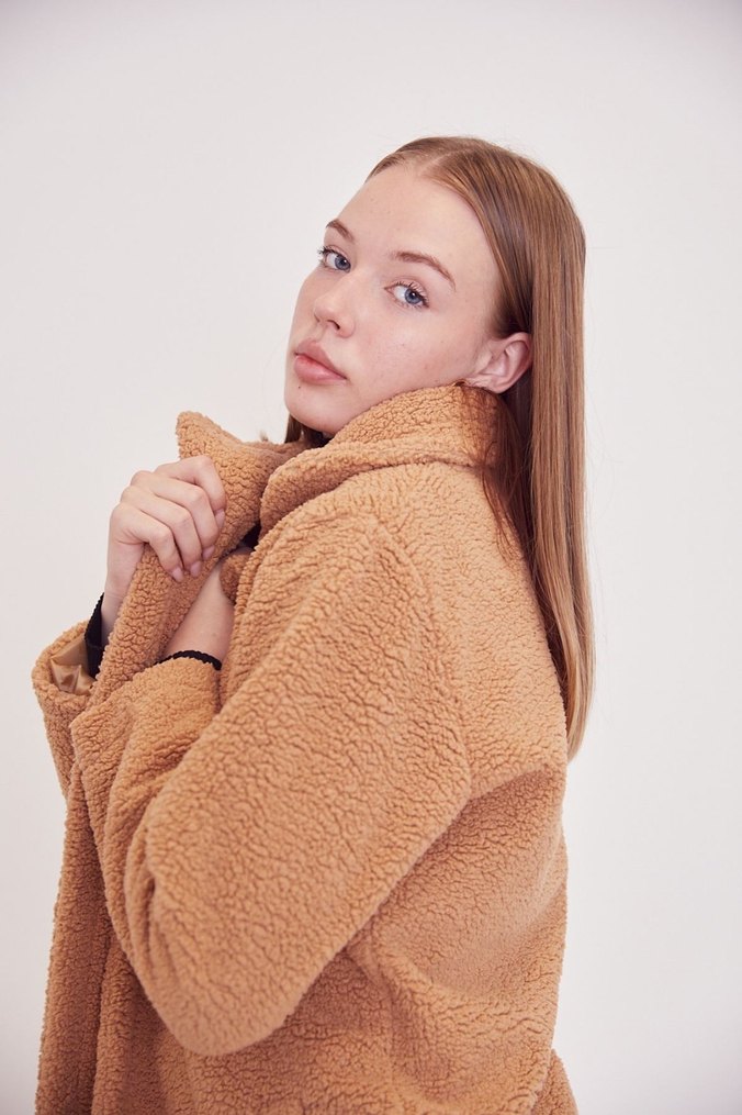 Bej Peluş Midi Kaban - Görsel 2