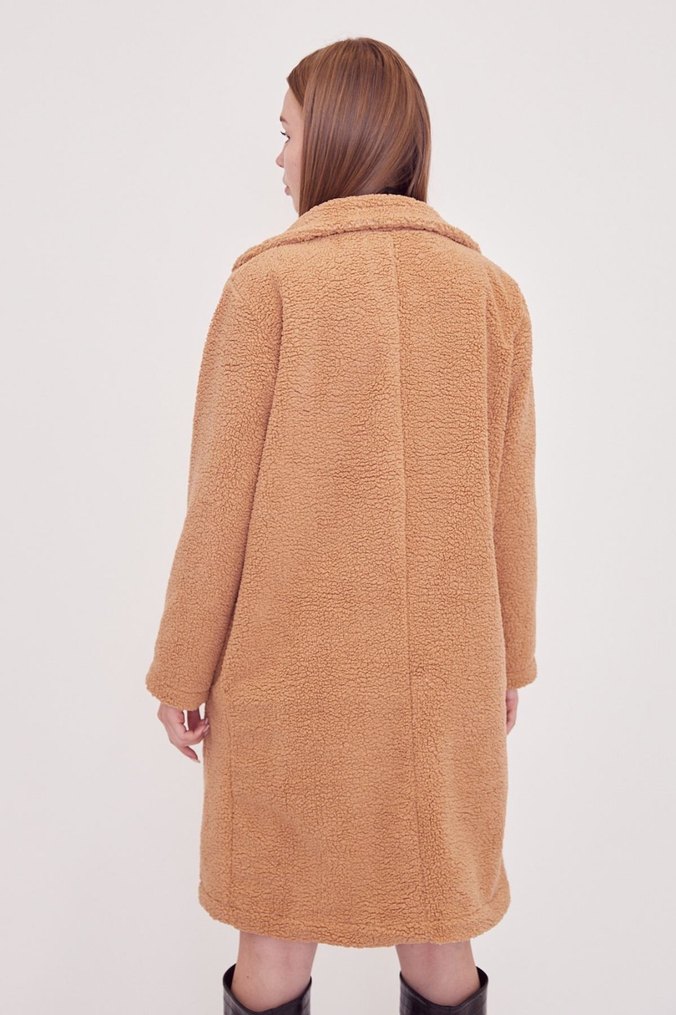 Bej Peluş Midi Kaban - Görsel 3