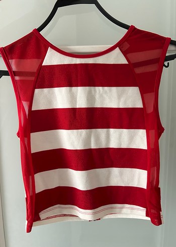 Koton kırmızı beyaz çizgili crop