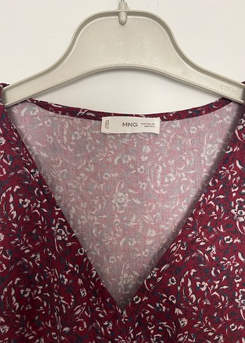 Bordo V Yakalı Uzun Kollu mini Elbise - Görsel 2