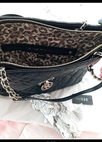 Guess Guess hakiki deri siyah çanta 42×26 cm