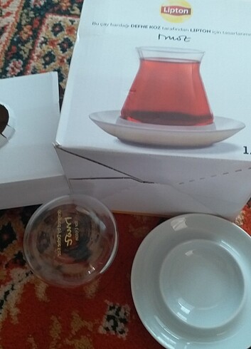 Paşabahçe Lipton defne koz tasarım 1 bardak ve 1 çay tabağı