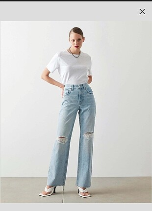 27 Beden Koton Wide Leg Jean geniş paça jean