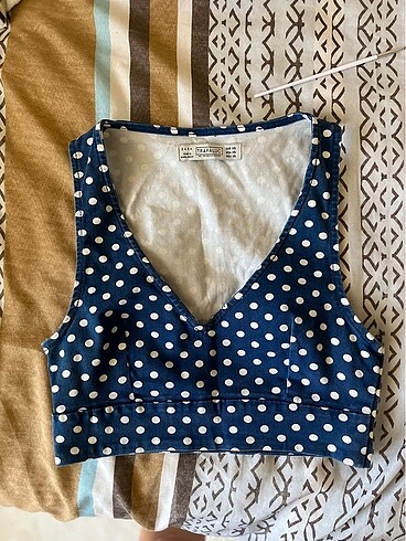 Zara Puantiyeli Denim Crop