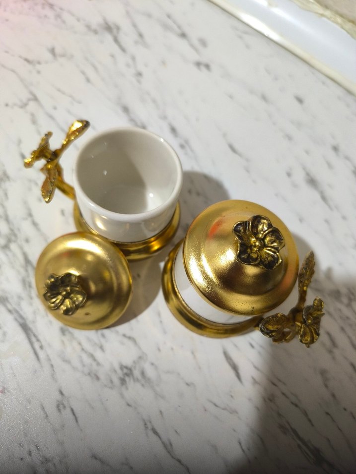 Altın Kapaklı Beyaz ikili türk kahve fincanı - Görsel 3