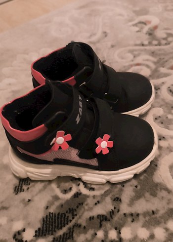 Kız Çocuk Siyah Floral Cırtcırtlı Spor Ayakkabı - Görsel 2