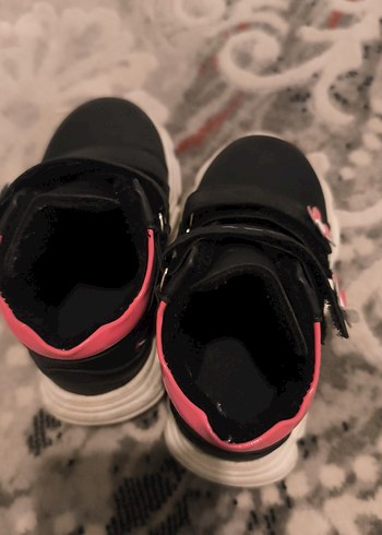 Kız Çocuk Siyah Floral Cırtcırtlı Spor Ayakkabı - Görsel 3