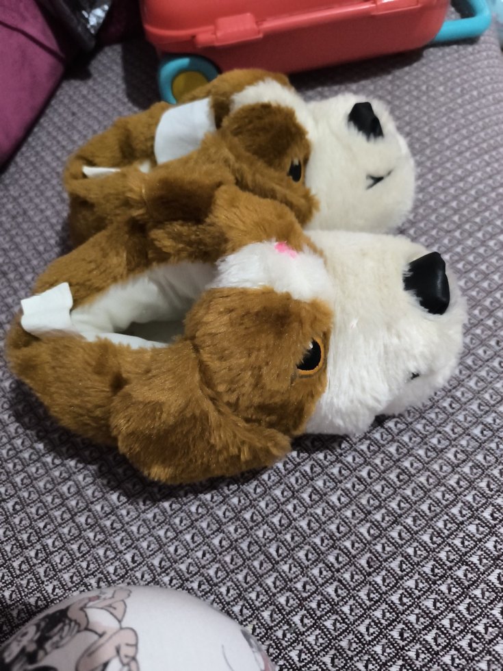 Unisex Kahverengi Peluş Köpek Figürlü Sıcak Panduf - Görsel 3