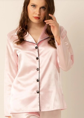 Doremi Pembe Saten Kadın Pijama Takımı