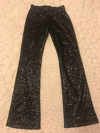 Diğer Siyah pul payet geniş paça pantolon