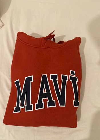 Mavi Turuncu Kapüşonlu Kadın Sweatshirt