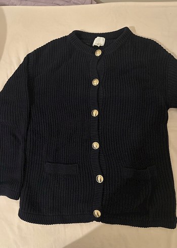 #hm Düğmeli Lacivert Kadın Yün Hırka - Görsel 3