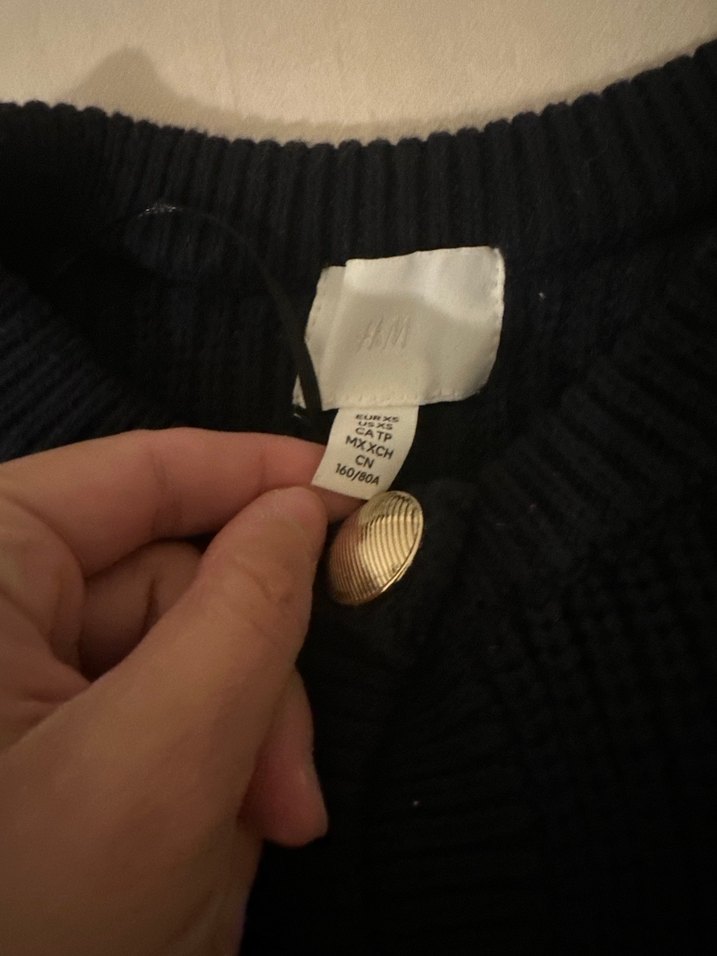 #hm Düğmeli Lacivert Kadın Yün Hırka - Görsel 4