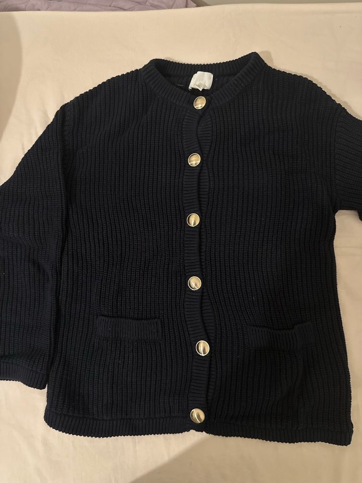 #hm Düğmeli Lacivert Kadın Yün Hırka - Görsel 3