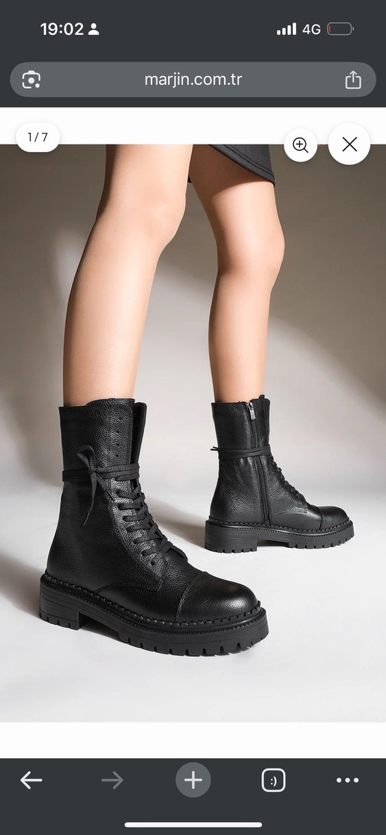 #marjin Siyah Deri Stiletto Topuklu Goth Botlar - Görsel 2